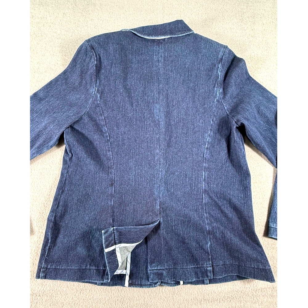 Isaac Mizrahi Live Stretch Denim Blazer Jacket Women's L Blue QVC Minimalist - Picture 10 of 10